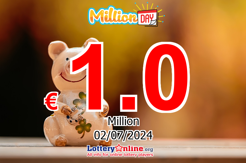 MillionDAY results for 07/01/24: Jackpot is up to € 1 Million Euro