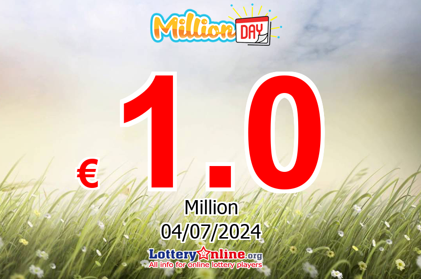 The result of MillionDAY of Italy on Jul. 3, 2024; Jackpot is € 1 Million Euro