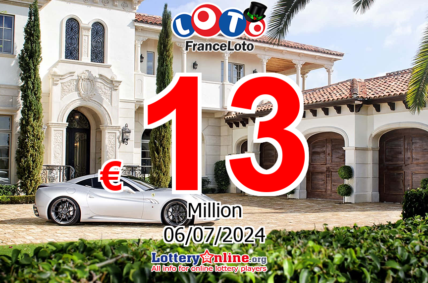 Loto Jackpot now is € 13 Million Euro: No winner of jackpot on Jul. 3, 2024