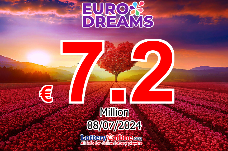 EuroDreams numbers for Thursday, July 4, 2024 drawing. Lottery jackpot at € 7.2 Million Euro