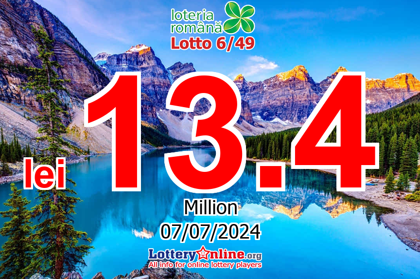 The result of Loto 6/49 of Romania on Jul. 4, 2024; Jackpot is lei 13.4 Million RON