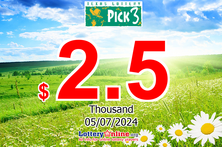 The result of Pick 3 lottery on Jul. 5, 2024 – Jackpot is $ 2.5 K USD