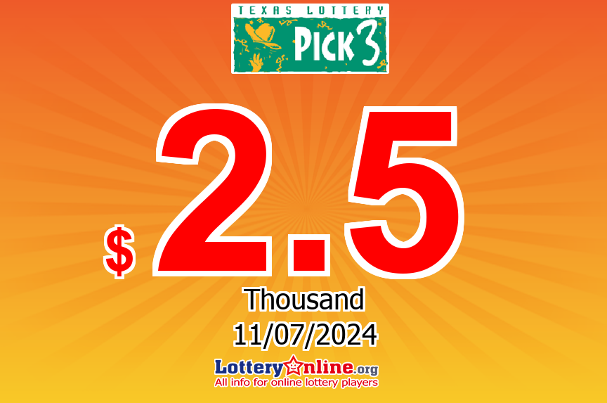 Pick 3 Jackpot now is $ 2.5 K USD: No winner of jackpot on Jul. 11, 2024