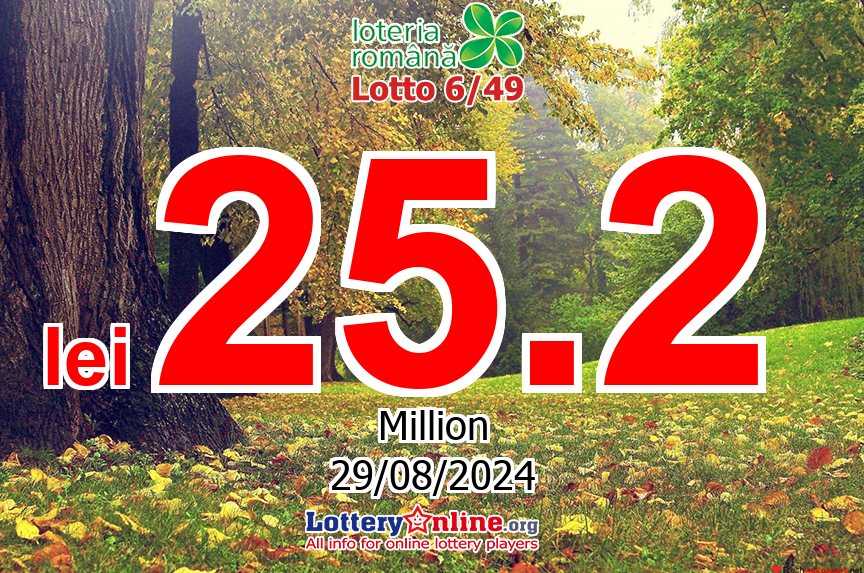 Loto 6/49 results of Aug. 25, 2024; Jackpot is lei 25.2 Million RON