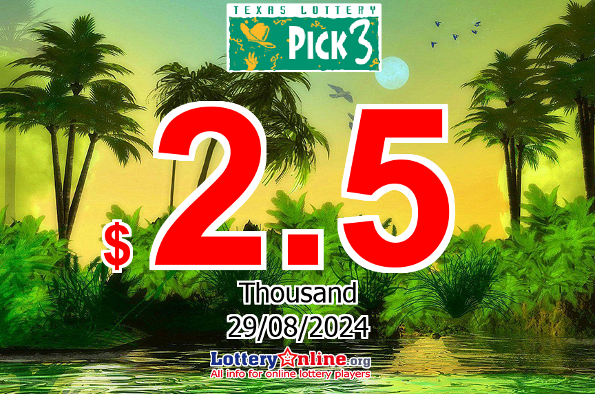 Result of Pick 3 on Aug. 29, 2024: Jackpot is $ 2.5 K USD now