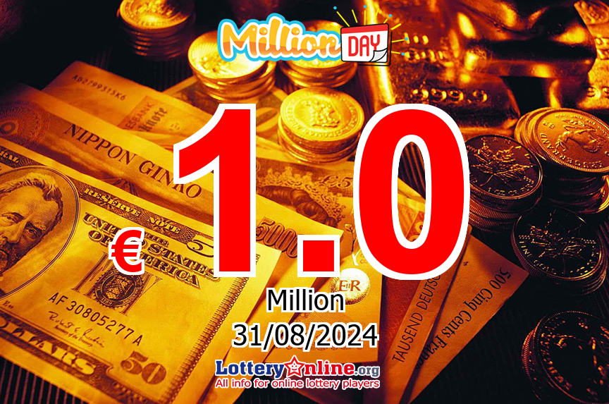 Result of MillionDAY on Aug. 31, 2024: Jackpot is € 1 Million Euro now