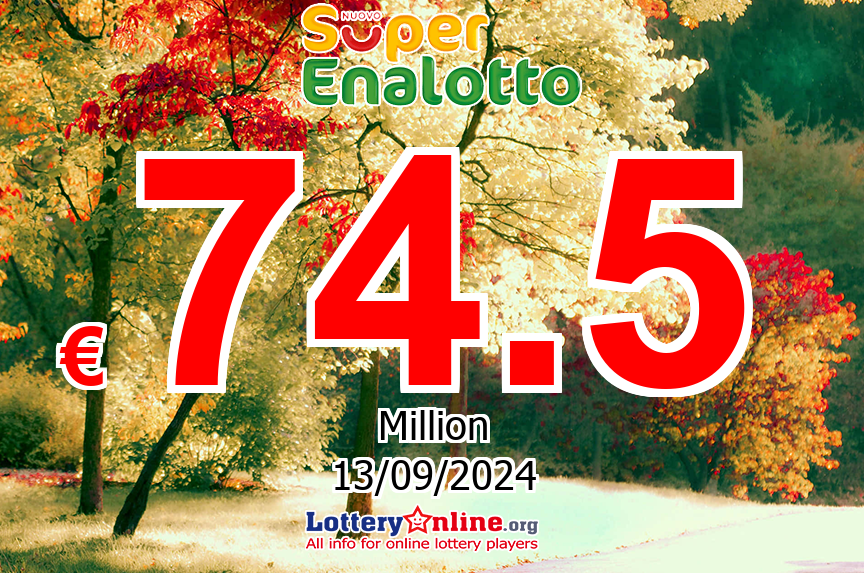 Winning SuperEnalotto numbers for Thursday, September 12, 2024. No winner, jackpot grows to € 74.5 Million Euro