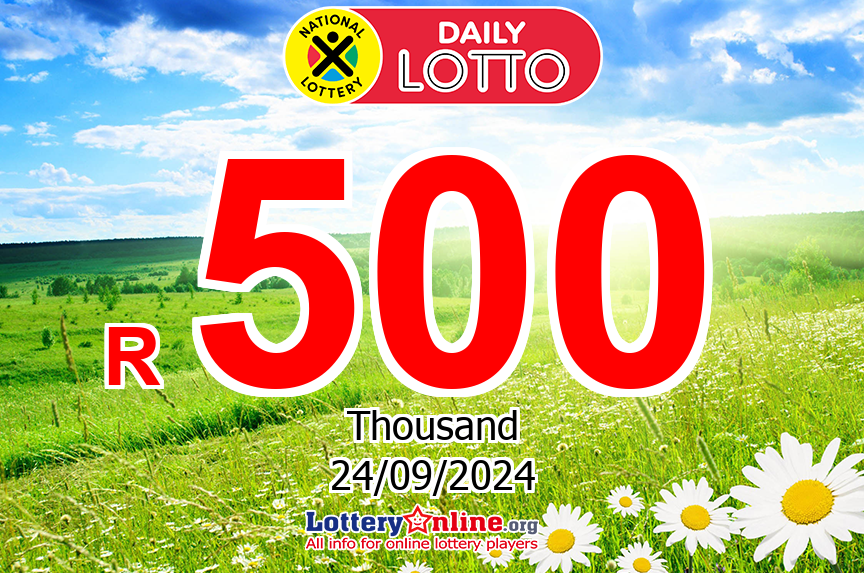 The result of Daily Lotto of South Africa on Sep. 23, 2024; Jackpot is R 500 K ZAR