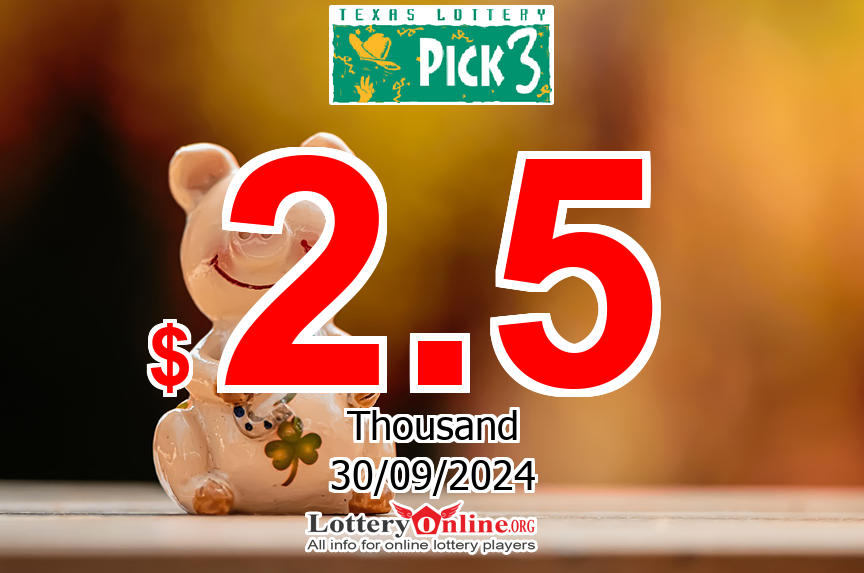 Pick 3 numbers for Monday, September 30, 2024 drawing. Lottery jackpot at $ 2.5 K USD