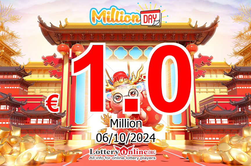 MillionDAY results for 10/05/24: Jackpot is up to € 1 Million Euro