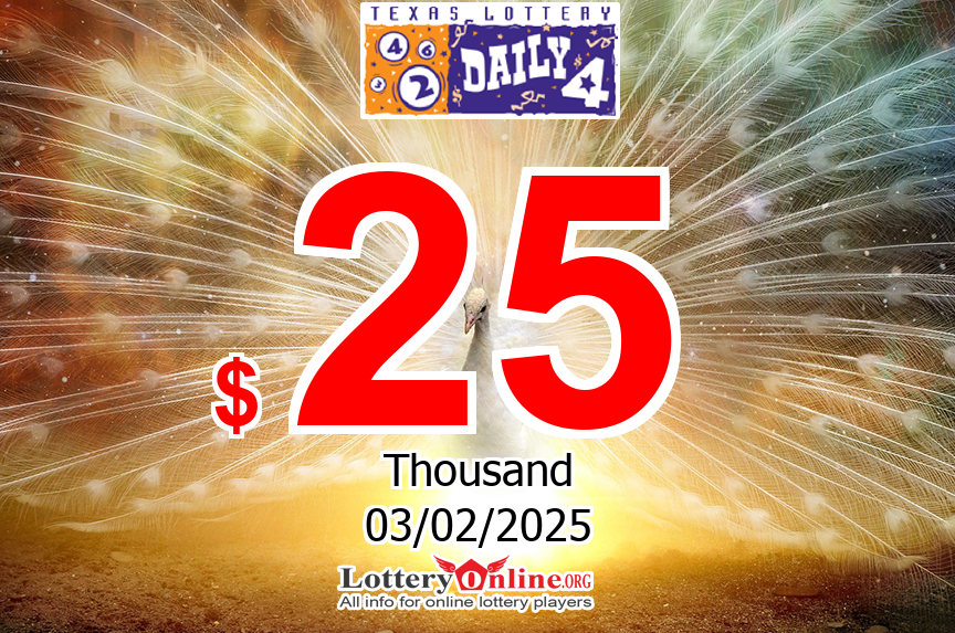 Daily 4 Live Results for 02/02/25, Monday Jackpot increases to $ 25 K USD