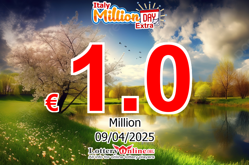 The result of MillionDAY Extra lottery on Apr. 9, 2025 – Jackpot is € 1 Million Euro