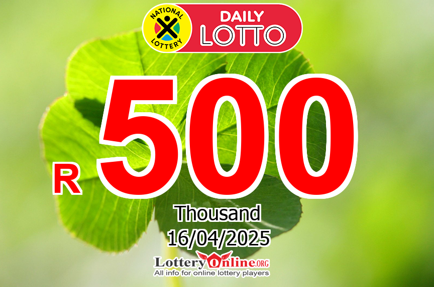 Jackpot R 550 K ZAR of Daily Lotto was owned on Tuesday, April 15, 2025