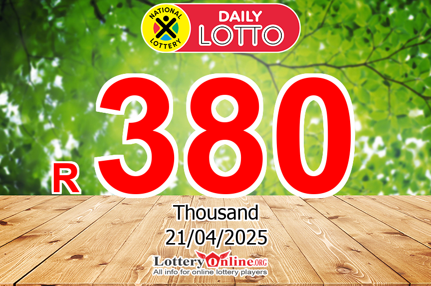 The result of Daily Lotto of South Africa on Apr. 20, 2025; Jackpot is R 380 K ZAR