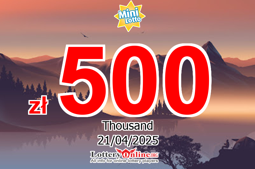 Mini Lotto numbers for Sunday, April 20, 2025 drawing. Lottery jackpot at zł 500 K PLN