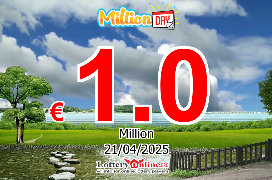 MillionDAY results for 04/19/25: Jackpot is € 1 Million Euro now