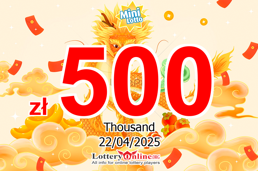 Mini Lotto numbers for Monday, April 21, 2025 drawing. Lottery jackpot at zł 500 K PLN