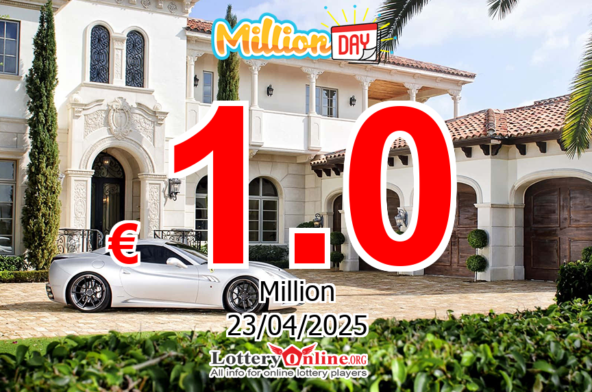 The result of MillionDAY of Italy on Apr. 23, 2025; Jackpot is € 1 Million Euro