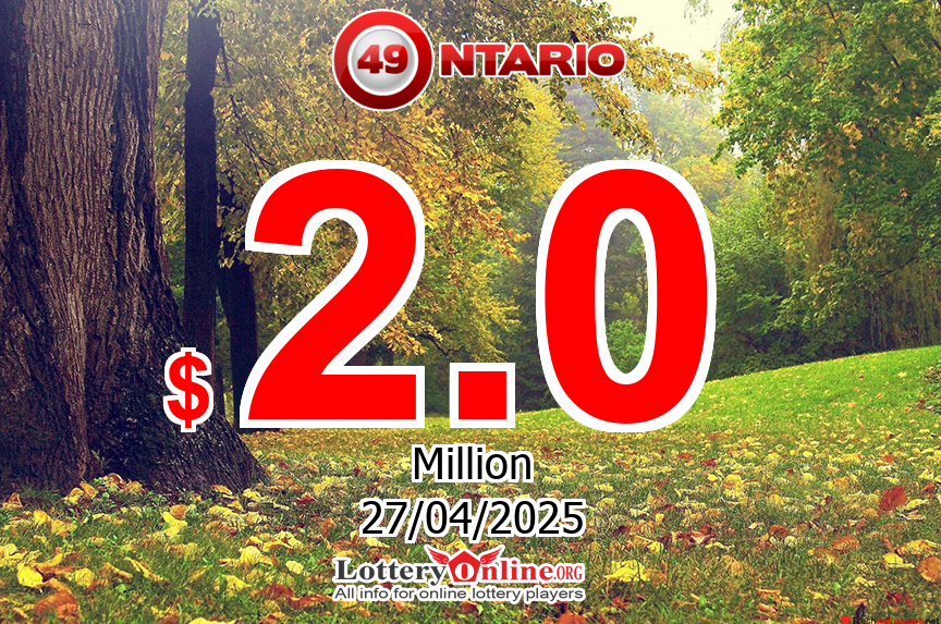 Ontario 49 numbers for Thursday, April 24, 2025 drawing. Lottery jackpot at $ 2 Million CAD