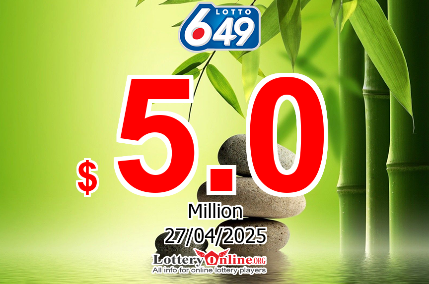 Result of Lotto 649 on Apr. 24, 2025: Jackpot is $ 5 Million CAD now