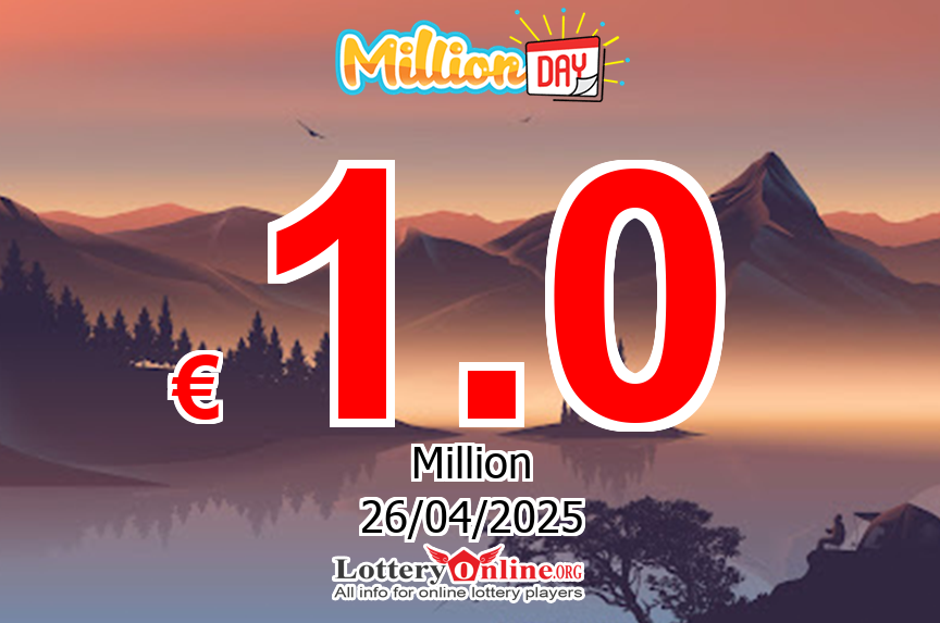 The result of MillionDAY lottery on Apr. 26, 2025 – Jackpot is € 1 Million Euro