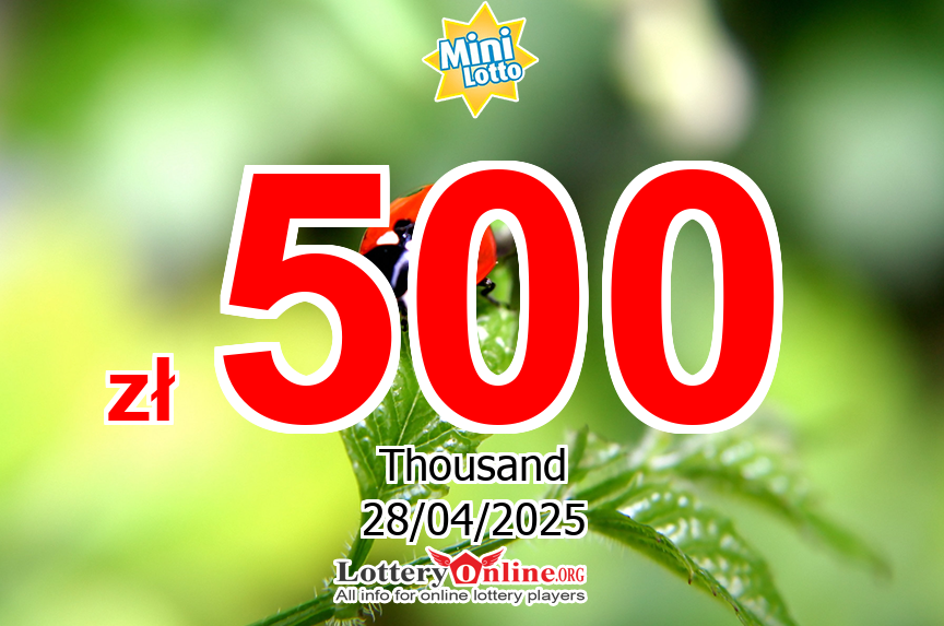 Mini Lotto numbers for Sunday, April 27, 2025 drawing. Lottery jackpot at zł 500 K PLN