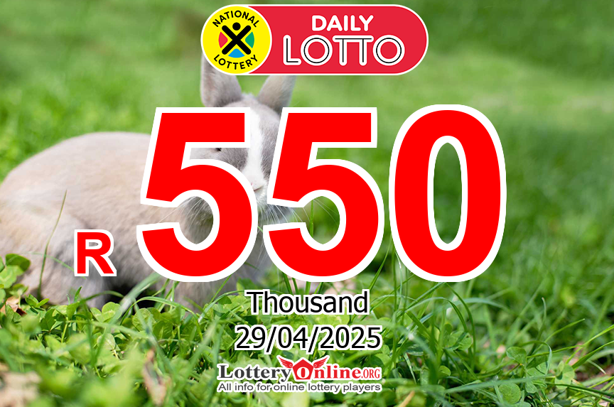 The result of Daily Lotto of South Africa on Apr. 28, 2025; Jackpot is R 550 K ZAR