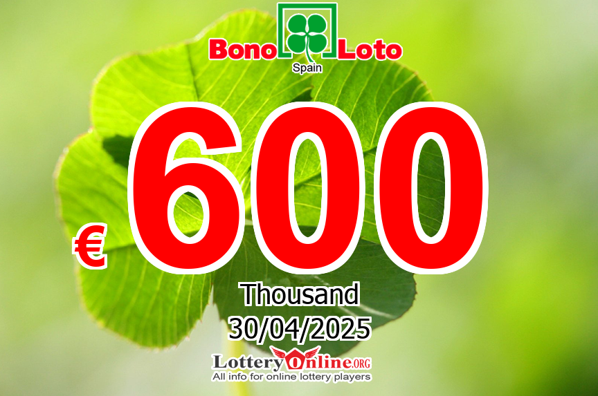 BonoLoto numbers for Tuesday, April 29, 2025 drawing. Lottery jackpot at € 600 K Euro