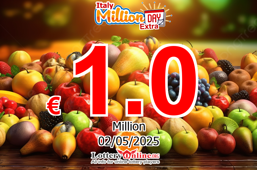 Jackpot MillionDAY Extra stands at € 1 Million Euro for Fri, May 2, 2025