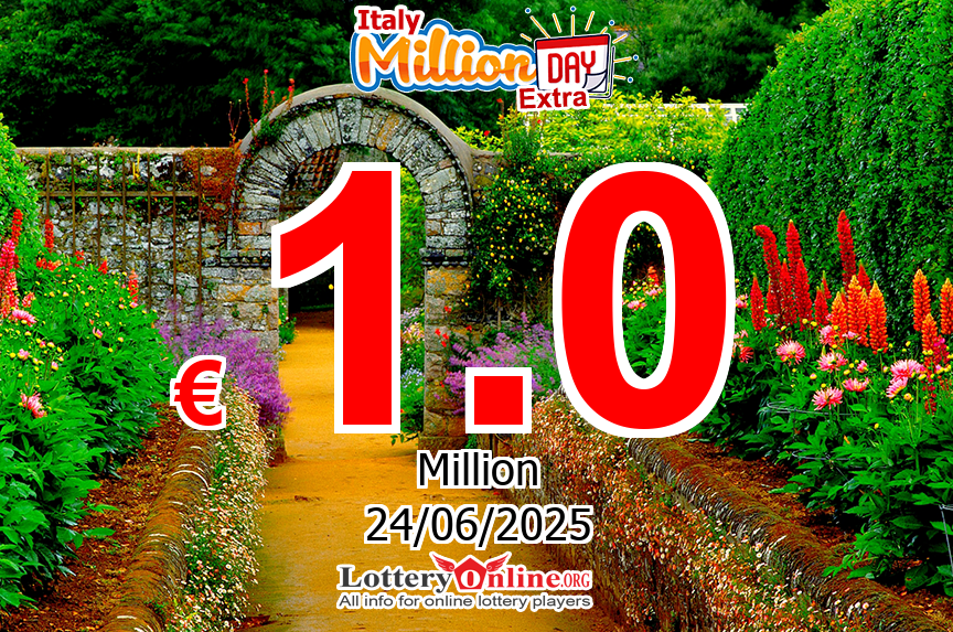 MillionDAY Extra Live Results for 06/24/25, Tuesday Jackpot increases to € 1 Million Euro