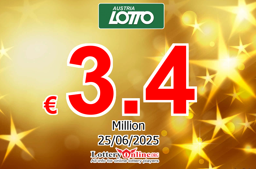 Lotto numbers for Sunday, June 22, 2025 drawing. Lottery jackpot at € 3.4 Million Euro