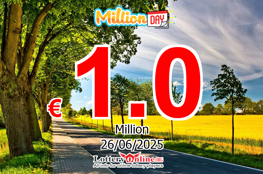 MillionDAY results for 06/26/25: Jackpot is € 1 Million Euro now