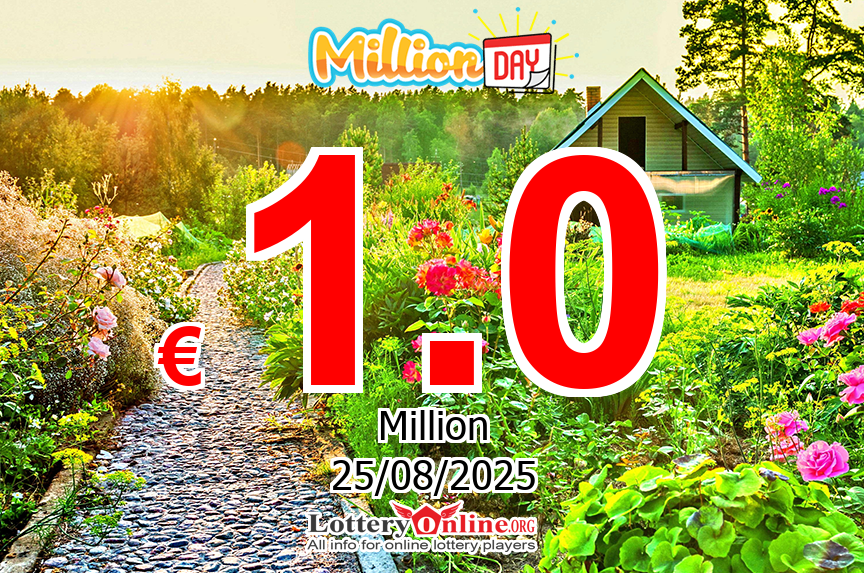 Results of Aug. 24, 2025 – Now, MillionDAY jackpot is € 1 Million Euro