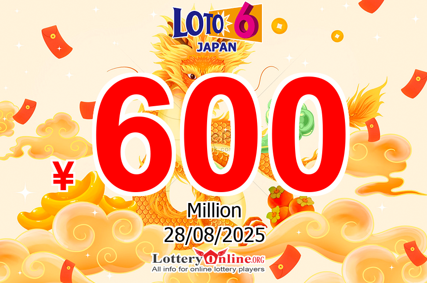 Loto 6 results of Aug. 25, 2025; Jackpot is ¥ 600 Million JPY