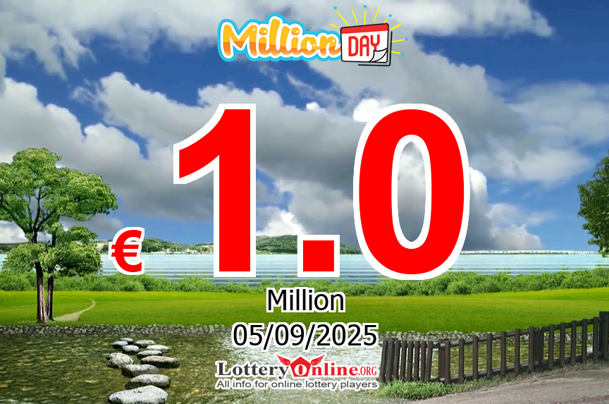 MillionDAY Live Results for 09/04/25, Friday Jackpot increases to € 1 Million Euro