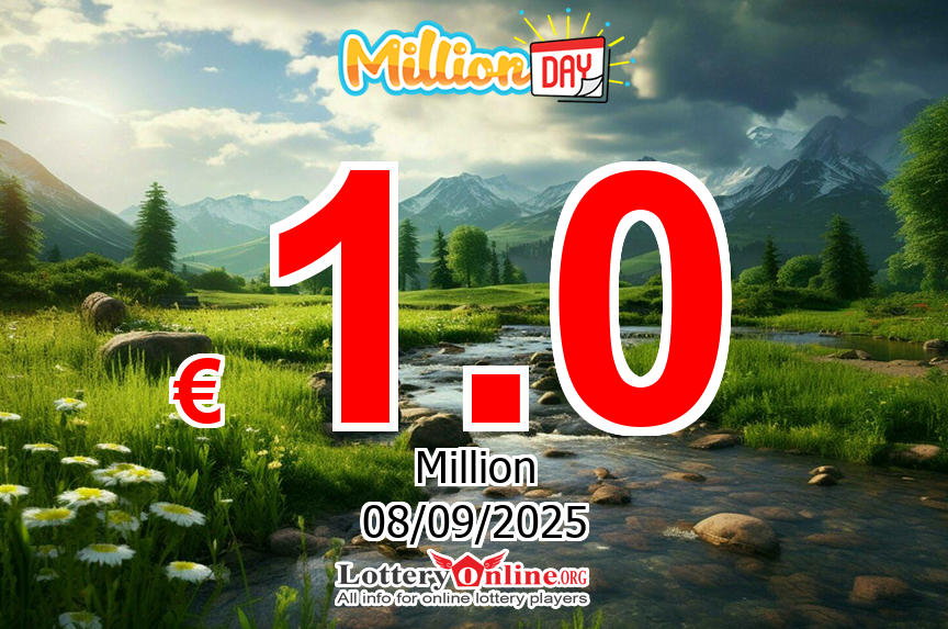 MillionDAY results for 09/08/25: Jackpot is up to € 1 Million Euro