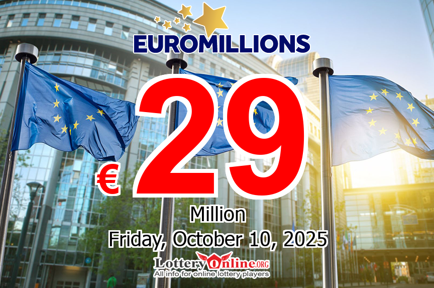 EuroMillions lottery jackpot at €29 million for winning numbers drawing Friday, 10/10/25