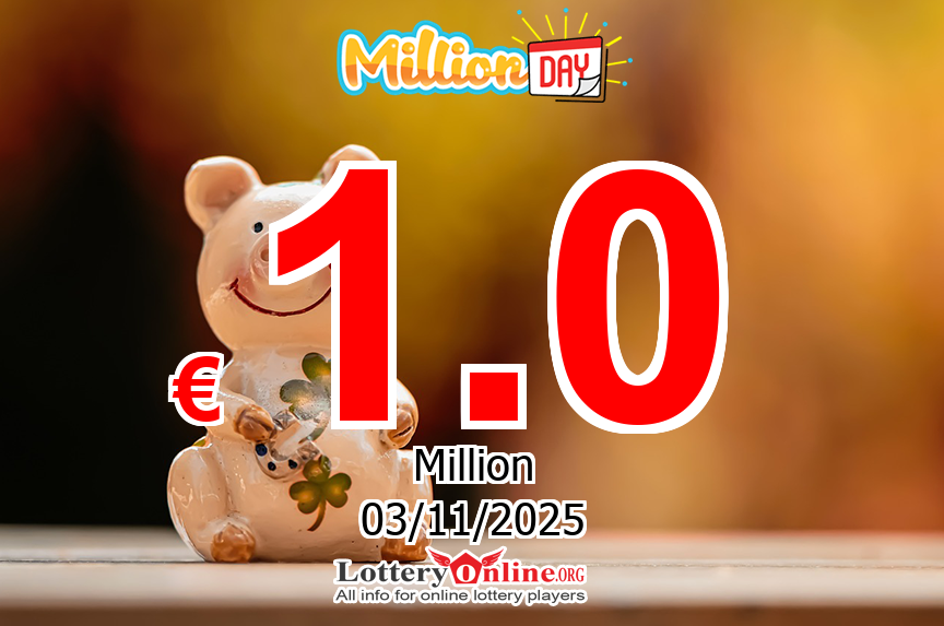 MillionDAY results of Nov. 2, 2025; Jackpot is € 1 Million Euro