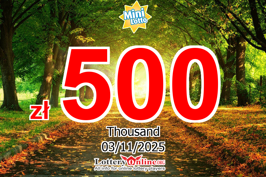 Result of Mini Lotto on Nov. 2, 2025: Jackpot is zł 500 K PLN now