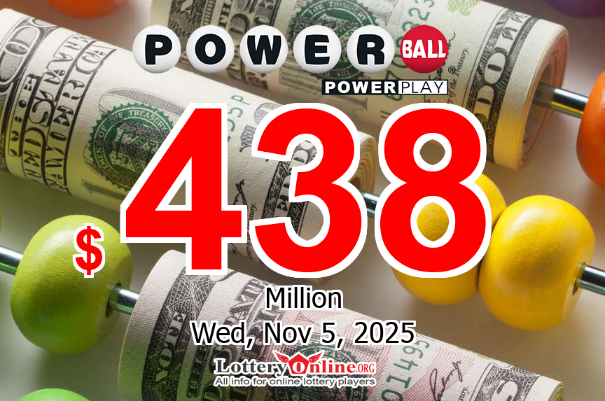Powerball jackpot up to $438 million on 11/05/25 – Get the magic this November!