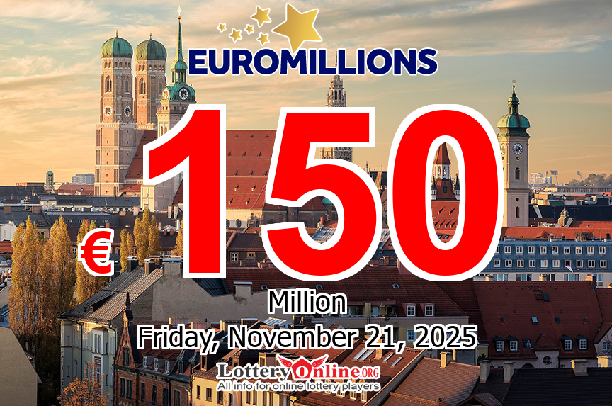 9th-largest EuroMillions drawing Friday night, Nov. 21, 2025; jackpot at €150 million