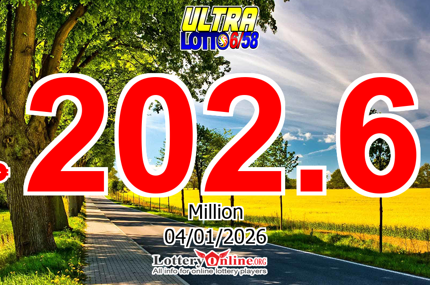 Ultra Lotto numbers for Friday, January 2, 2026 drawing. Lottery jackpot at ₱ 202.6 Million PHP