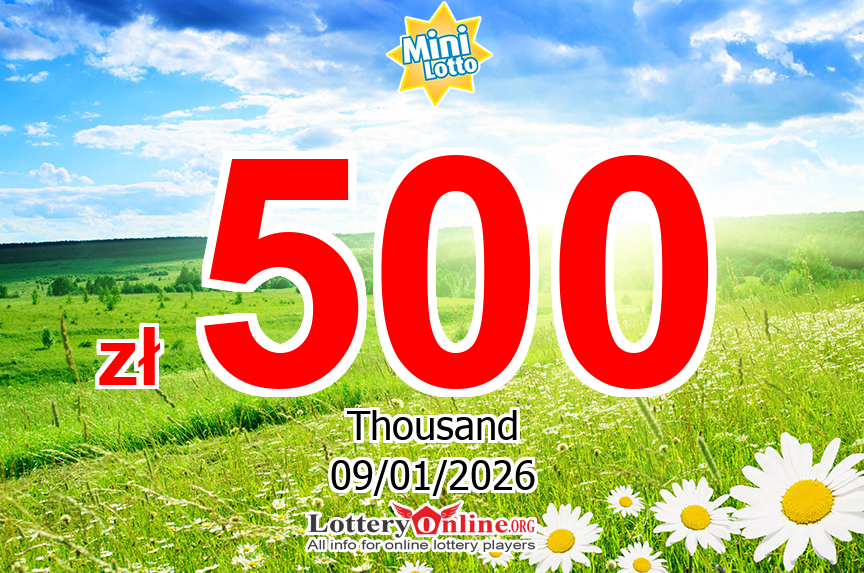 Mini Lotto Live Results for 01/08/26, Friday Jackpot increases to zł 500 K PLN