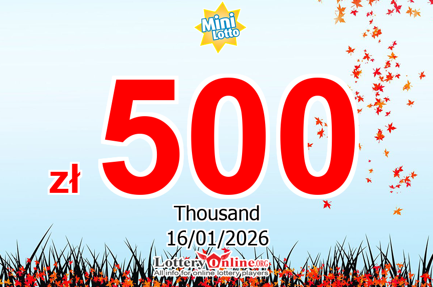 Mini Lotto Live Results for 01/15/26, Friday Jackpot increases to zł 500 K PLN