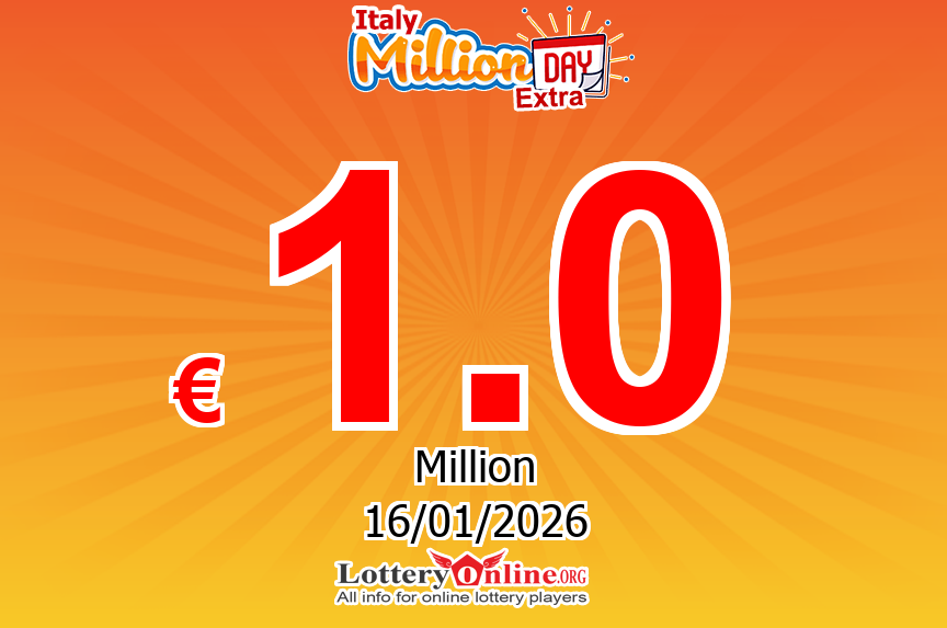 The result of MillionDAY Extra lottery on Jan. 16, 2026 – Jackpot is € 1 Million Euro