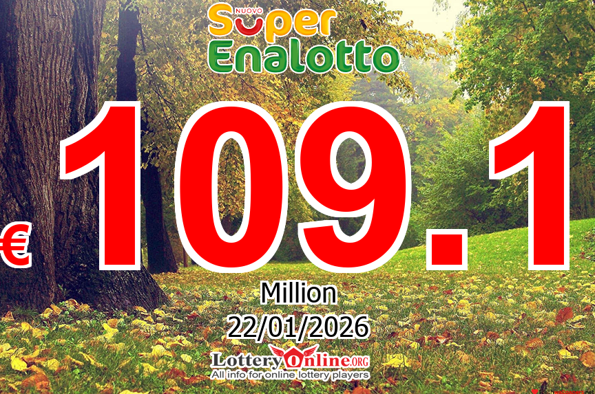 01/20/26 – the SuperEnalotto result – Jackpot rolls to € 109.1 Million Euro