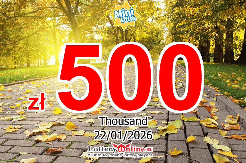 Mini Lotto numbers for Wednesday, January 21, 2026 drawing. Lottery jackpot at zł 500 K PLN