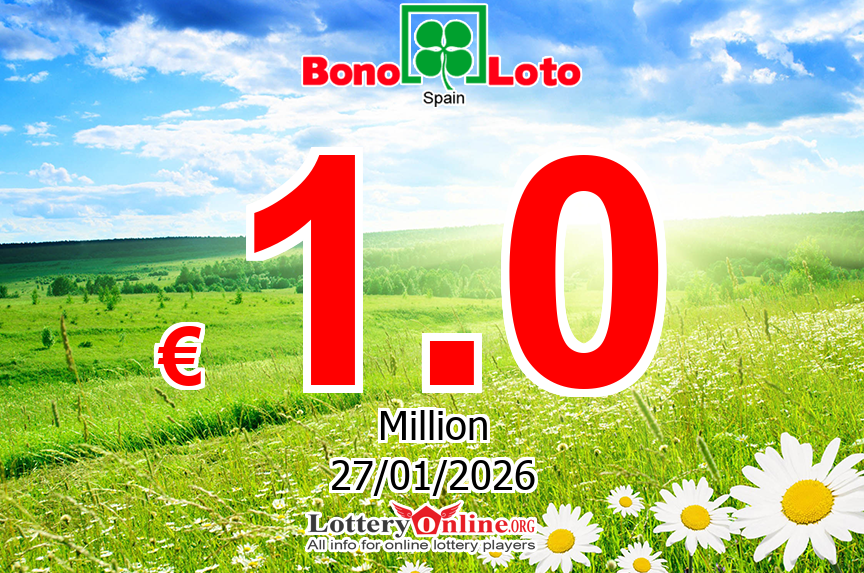 The result of BonoLoto of Spain on Jan. 26, 2026; Jackpot is € 1 Million Euro