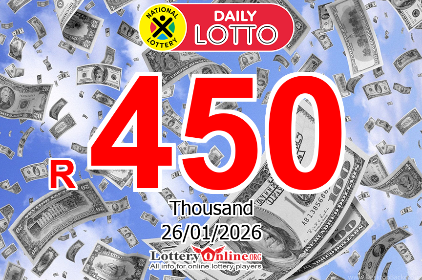 The result of Daily Lotto of South Africa on Jan. 25, 2026; Jackpot is R 450 K ZAR