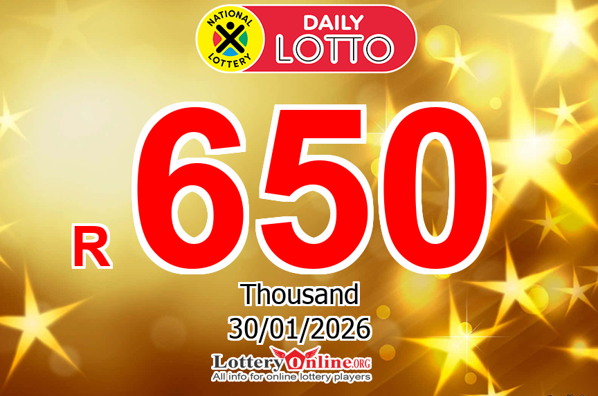 Jackpot Daily Lotto stands at R 650 K ZAR for Fri, Jan 30, 2026